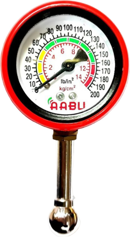 TOOLBUX Analog Tire Pressure Gauge Tire Pressure Analog Gauge with Hose Heavy Duty PSI Meter for Car Bike SUV Truck(200 PSI)
