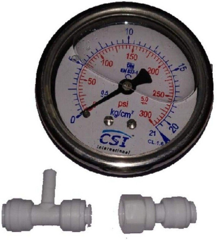 Capital Analog Tire Pressure Gauge RO Water Purifier Pressure Gauge Kit Booster Pump PSI Meter Tester 1/4" (0-21 Kg/cm2 300 PSI) Diaphragm Water Pump ((300 PSI)