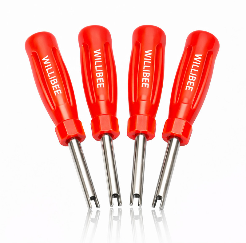 WILLIBEE 4 Pcs Single Head Valve Stem Core Installer Remover Tool for Car & Bike Tire Valve Stem Core(Pack of 4)
