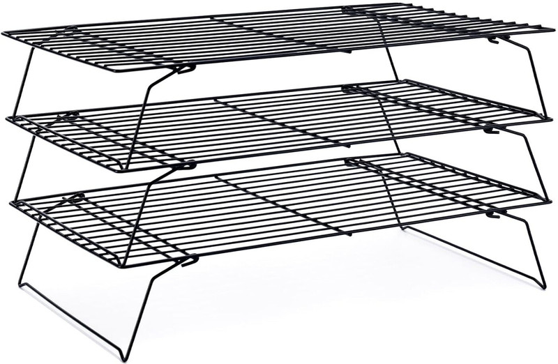 POXEFLIP Cooling Rack Stainless Steel Non-Stick 3 Tier Stackable Cooling Rack Rectangular 3 Slice Toast Rack(Stainless Steel)