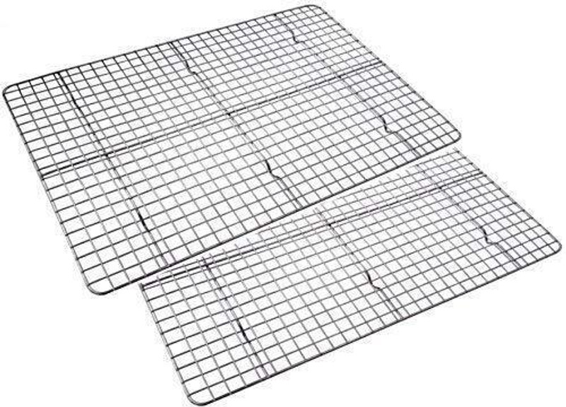 Indian Decor 31554 Stainless Steel Wire Cooling Rack for Baking fits Half Sheet Pans Cool 2 Slice Toast Rack(Stainless Steel)