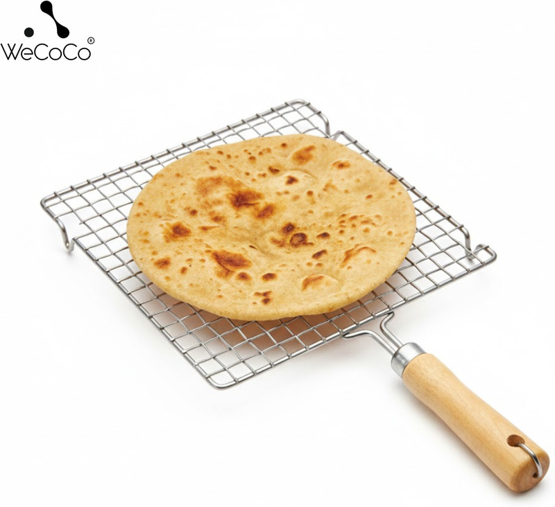 WeCoCo ROTI_PAPAD_ROASTER 1 Slice Toast Rack(Wooden, Stainless Steel)