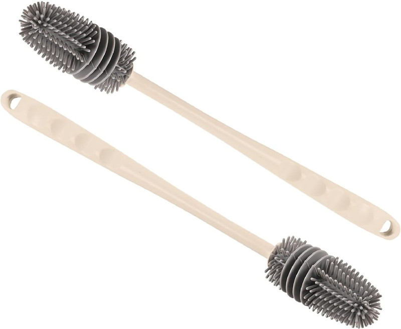 ODIN Long Handle Silicone Bottle Cleaning Brush (Grey, Pack of 2)(Multicolor)
