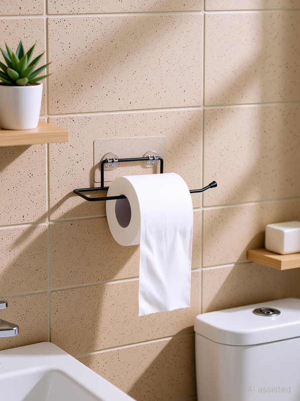 VAVSU Self Adhesive Toilet Paper Roll Holder Wall Mount No Drill Bathroom Organizer Iron Toilet Paper Holder