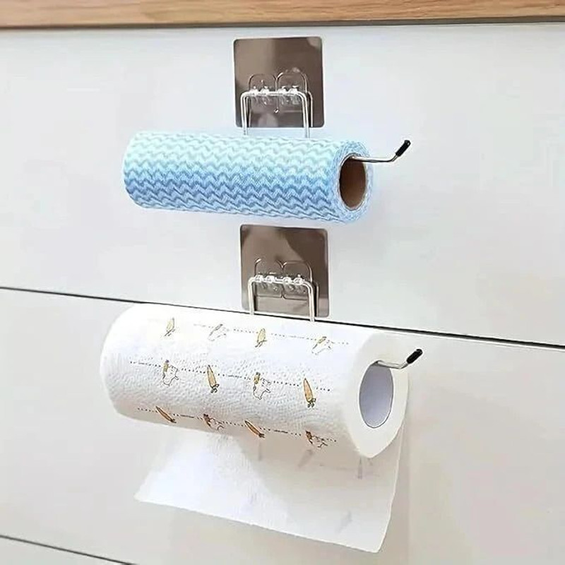Bainsh Self Adhesive Tissue Paper Stand Towel Hanger Rack Kitchen Bathroom Steel Toilet Paper Holder