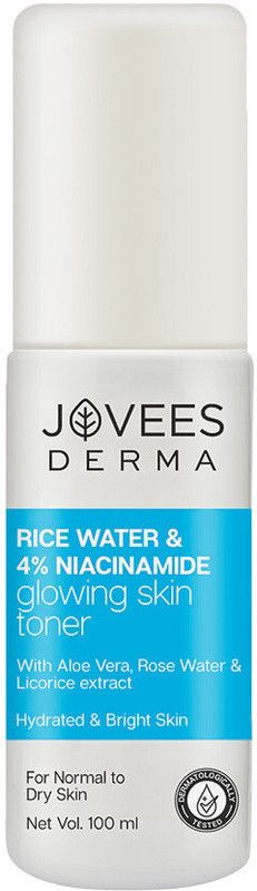 JOVEES Derma Rice Water & 4% Niacinamide Glowing Skin Toner | For Normal to Dry Skin Men & Women(100 ml)