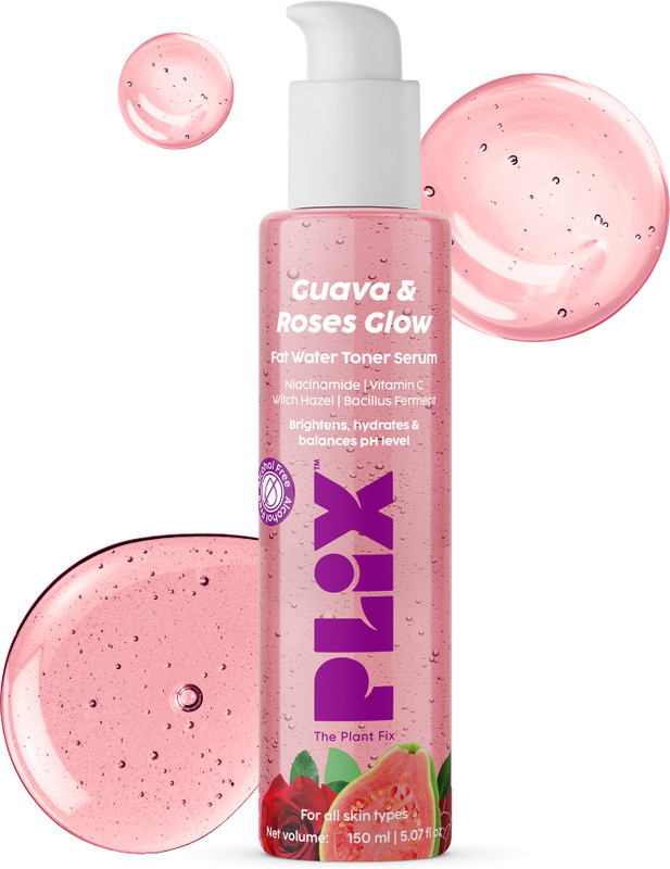 The Plant Fix Plix Guava & Roses Glow Fat Water Toner Serum, Fades Blemishes & Cleanses Pores Men & Women(150 ml)