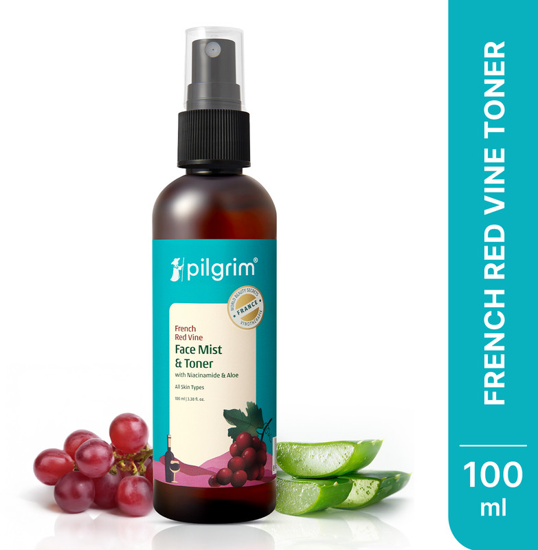 Pilgrim Alcohol Free Red Vine Face Toner, Face Mist Spray For Anti Ageing, Glowing Skin, Dry, Oily Skin, Men & Women,100ml Men & Women(100 ml)