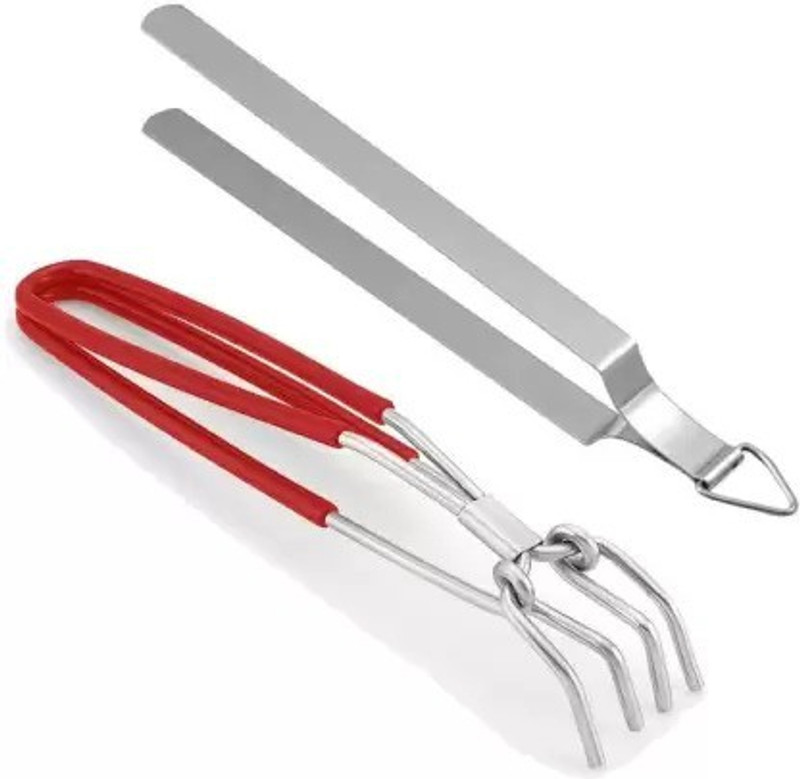 Bekner BKN-01RPC Stainless Steel Pakkad Utensil Holder, Cooking Utensil Holder 25 cm Utility, Steak Pakkad(Pack of 2)