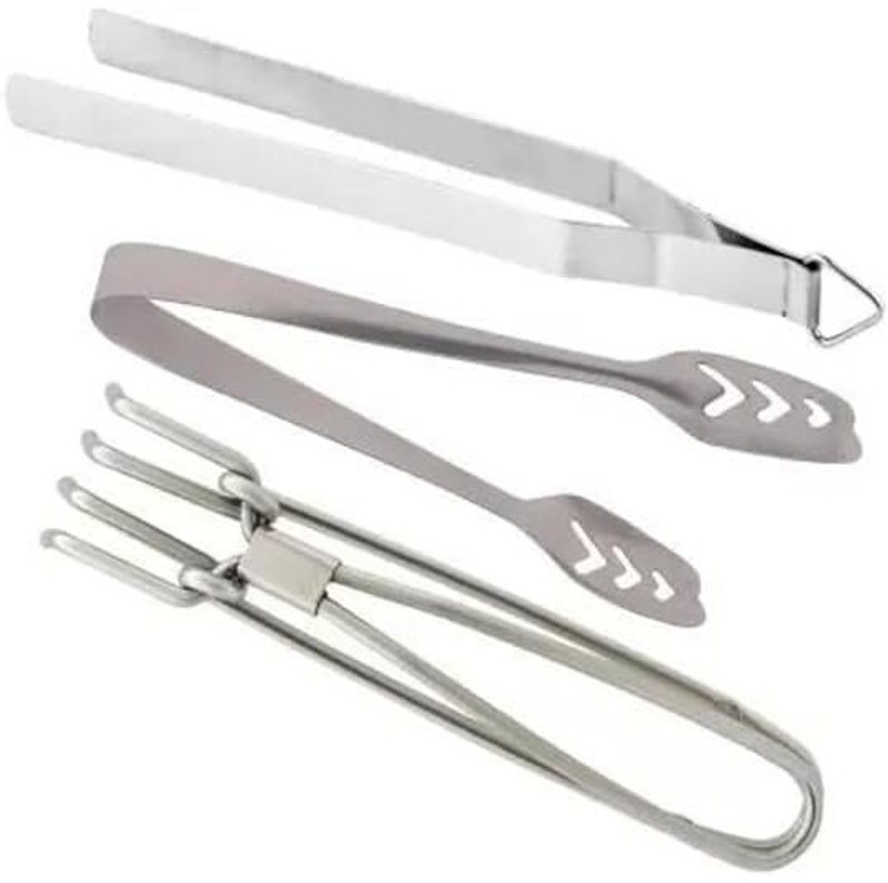 GIFTMART Stainlesss Steel Tongs Chimta, Momo Tong, Pakkad Tool for Kitchen-(Pack of 3) Stainlesss Steel Tongs Chimta, Momo Tong, Pakkad Tool for Kitchen-(Pack of 3) 21 cm Roasting, Utility, Serving Tong Set(Pack of 3)