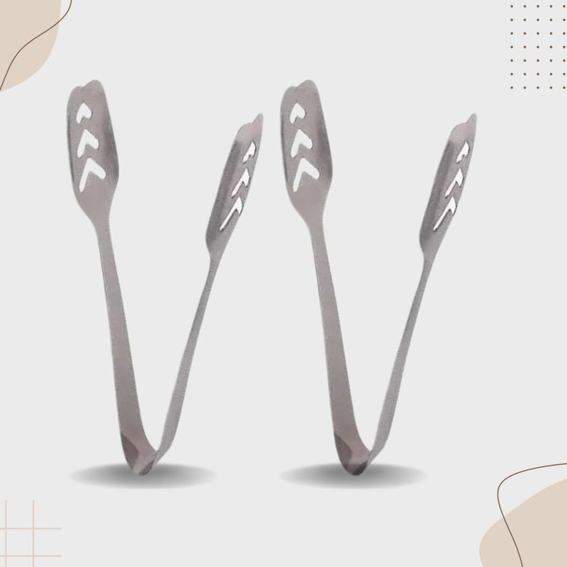 Fanqew KL256 2 Stainless Steel Momo Tongs, Chimta, Serving Tong, 21 cm Salad, Cake, Sandwich Tong Set(Pack of 2)