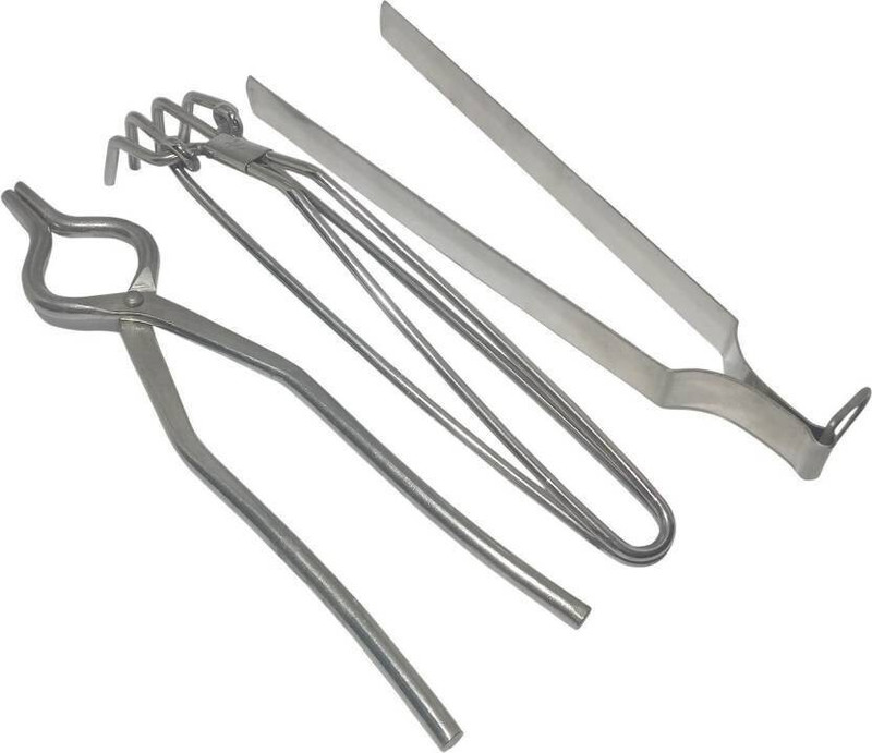 A2SK Stainless Steel Super Combo 3 Pieces Stainless Steel Wire Tong Pincers - Sandasi - Sansi - Heavy Kitchen Tool Combo 27 cm, 23 cm Roasting, Utility Tong Set(Pack of 3)