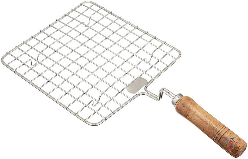 LSARI UU-42 Square Papad Jali/Roti Roast Grill/Papad Roast Grill with Wooden Handle 18 cm Roasting Tongs(Pack of 1)