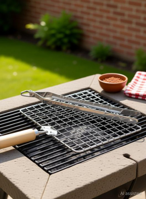 Mohprit Outdoor Cooking Pulka Jali Papad bbq Shelf Roti Roast Stainless Steel Square Shape Tandoors & Grills Cooking Barbecue Pizza Meat Vegetables Chicken Burning With Long Wooden Handle & Chimta 1 kg Roaster(Silver)