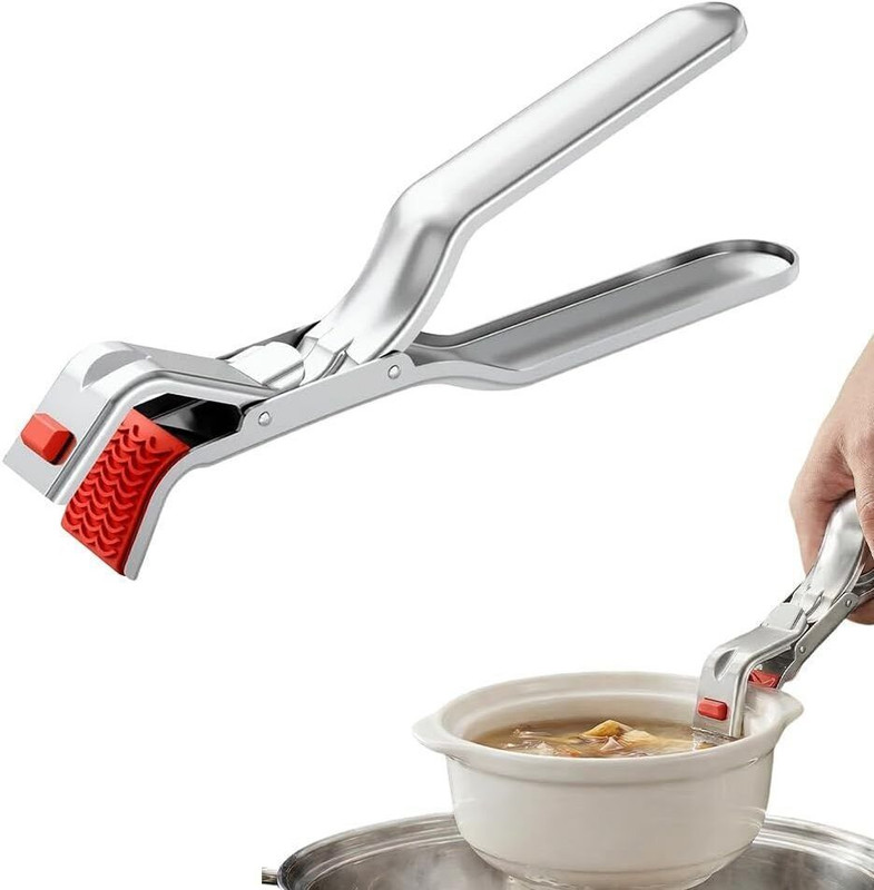maycreate Anti Scald Multi Purpose Tongs Anti Scald Tongs for Hot Utensils Microwave Oven Air Fryer Use Silver 18 cm Utility Tongs(Pack of 1)