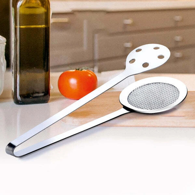 Oblivion Stainless Steel Skimmer Serving Tong Stainless Steel Skimmer Tong – Heat Resistant, Rust-Proof, Multiuse Tool 32 cm Serving, Hamburger, Sandwich, Pastry Tongs(Pack of 1)