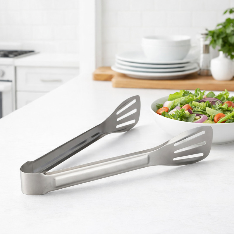 BRINDS SSKT-7IN-1 Stainless Steel Kitchen Tongs for Cooking, Frying, Grilling, Toasting, Barbecue- 18 cm Roasting, Cake, Ice, Serving, Salad Tongs(Pack of 1)