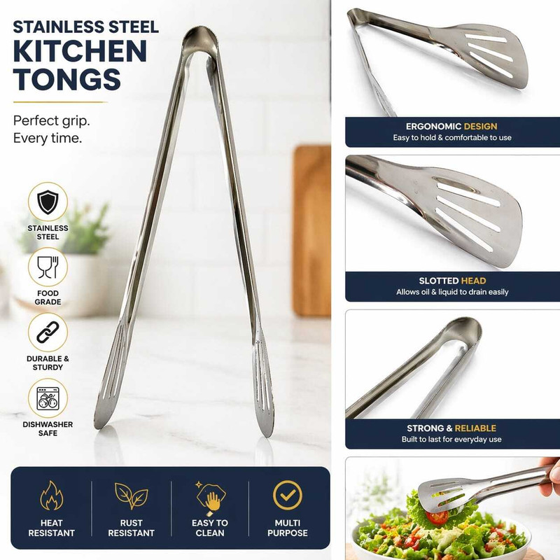 lyon G_5 SteelGrip Classic Tong Set (2 Pieces) 23 cm Pastry Tong Set(Pack of 1)