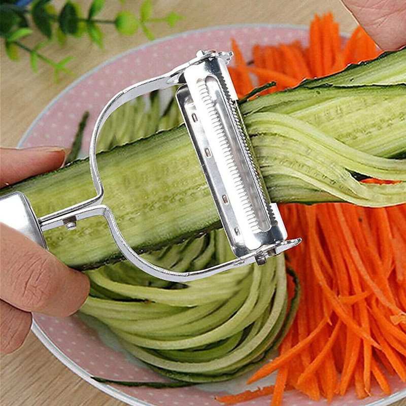 PUKASH Premium Stainless Steel Peeler (3 psc) 2 in 1 Peeler Julienne for Salad, Potato Peeler, Vegetable Fruit 16 cm NA Beaker Tong(Pack of 1)