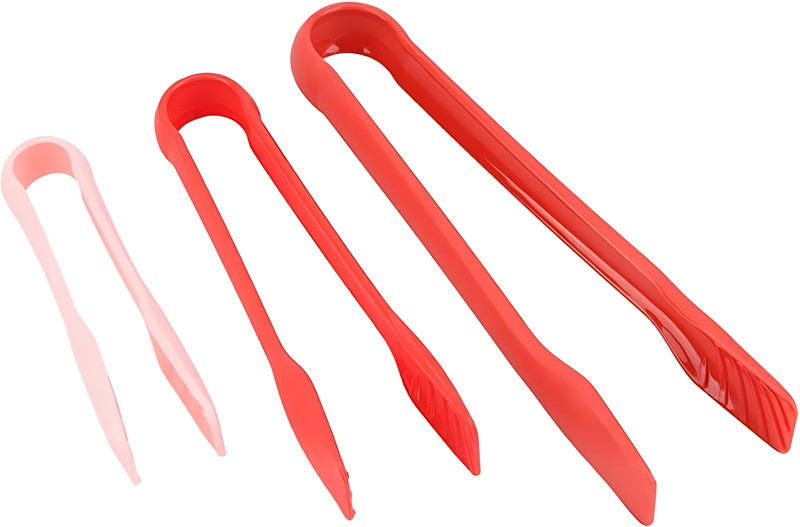 YOMITH Plastic Tong 3 pcs Set 25 cm Salad, Cake, Biscuit, Sandwich, Spaghetti, Serving Tong Set(Pack of 1)