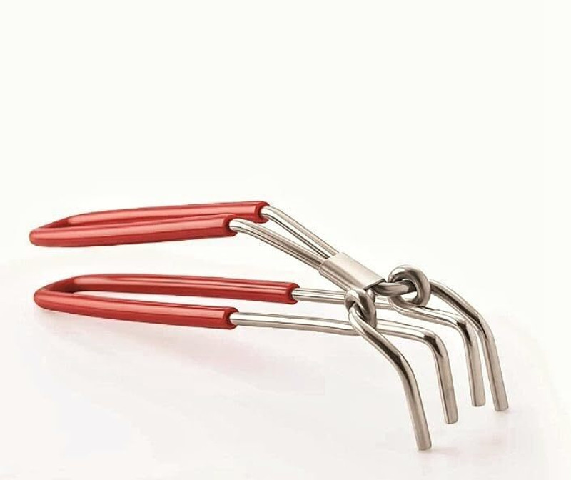 Dev Industries Vinyl Coated Handle Steel Pakkad for Kitchen Hot Utensils Holder or Gripper Kitchen Pot Lifter with Vinyl Coated Handle Stainless Steel Pakkad Size: 25 cm Serving Pakkad(Pack of 1)