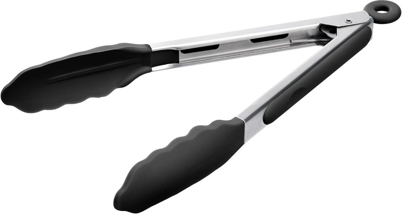 Sambhuya Premium Steel and Siliconel Heat Resistant Kitchen Tongs Non Scratch Silicone Tip for Pans ,Air Fryer ,Barbeque, Serving 23 cm Serving Tongs(Pack of 1)