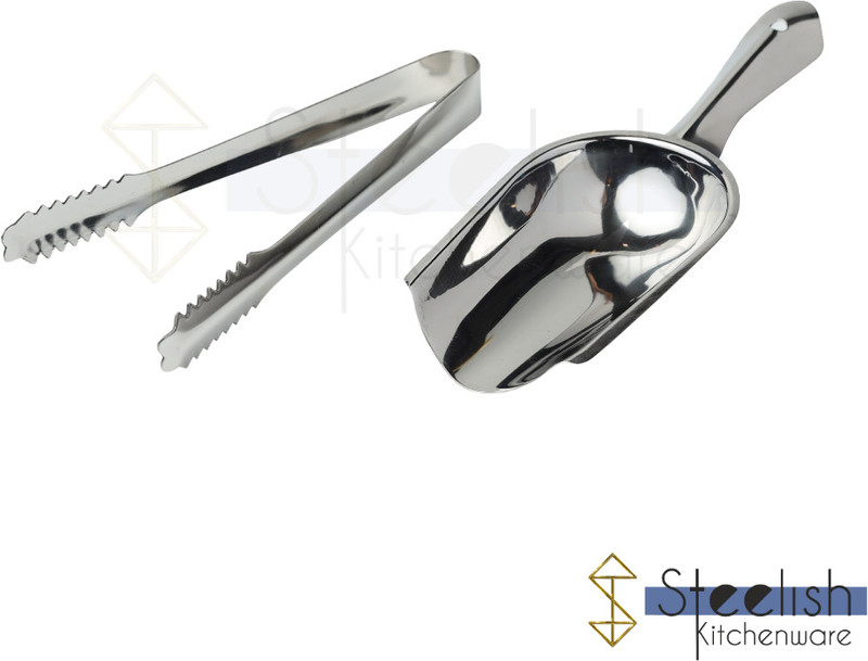 Steelish Kitchenware Stainless Steel Ice Scoop and Ice Tong Set |Cooking Serving Tong Stainless Steel Ice Scoop and Ice Tong Set |Cooking Serving Tong 24 cm Ice Tong Set(Pack of 2)