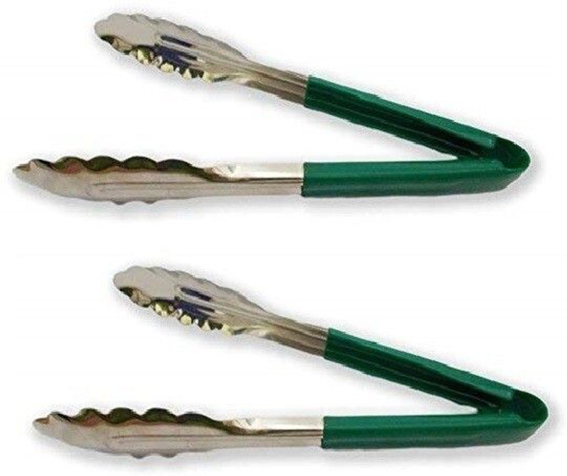 Steelish TG-2G01 Stainless Steel Green Vinyl Coated Utility Tong 23 cm long Dynore utility tong 24 cm Utility Tongs(Pack of 2)