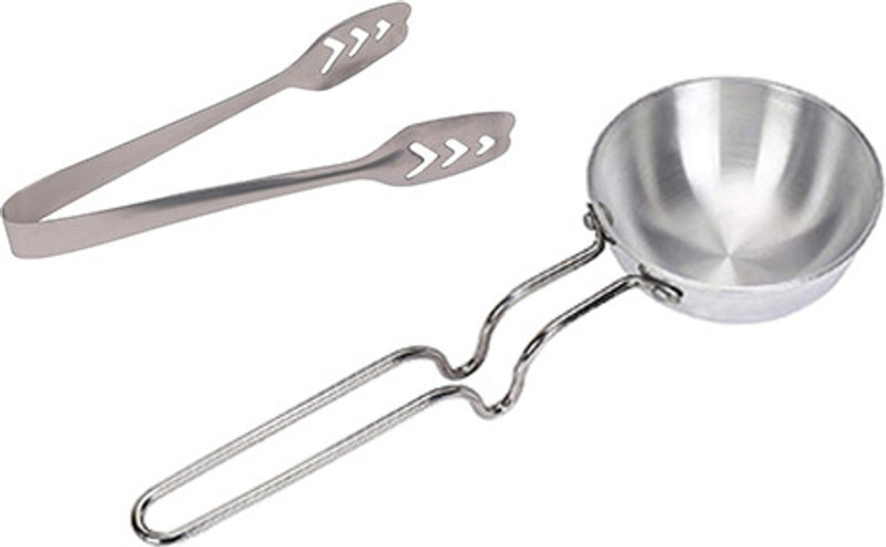 CRYZONE TP_2024 Tadka Pan|Tempering Pan|Spice Tadka|Spice Seasoning with Momo Tong 18 cm NA Tongs(Pack of 2)