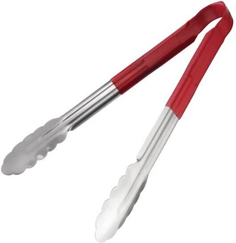 Steelish TGR04 Stainless Steel Tong Vinyl Coated Handle for BBQ Cooking Serving Grilling Tong 24 cm Utility Tongs(Pack of 1)