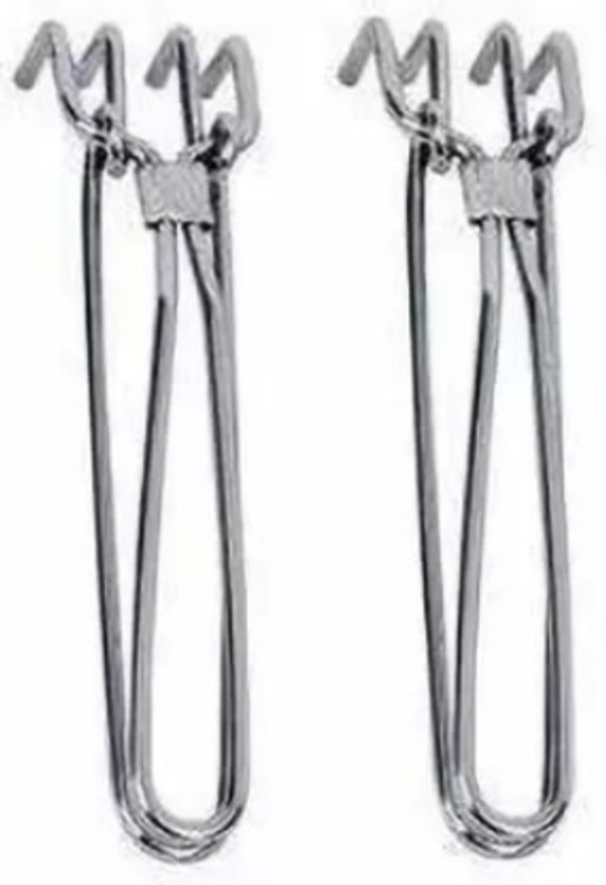 EKiN Stainless Steel Wire Tong Pakkad Pincers Utensil Holder for Kitchen Use Pair Set of 2 Stainless Steel Wire Tong 19 cm Utility Pakkad(Pack of 2)