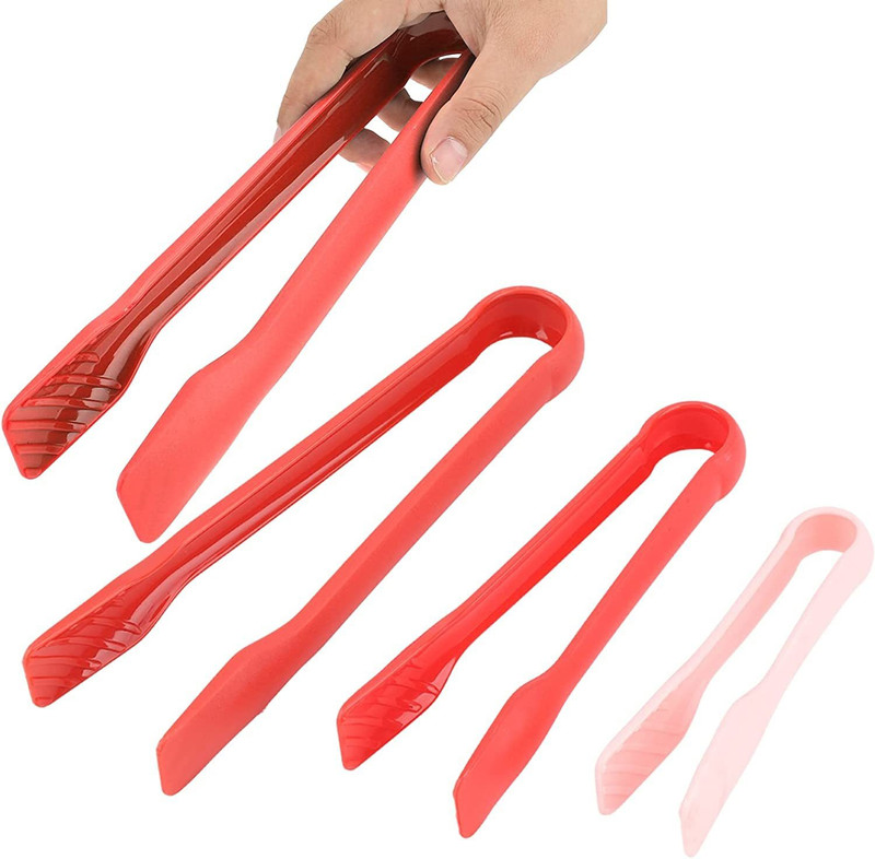 HEXONIQ 3 Piece Serving Tongs Set Plastic Kitchen Clip Non-Stick Party Essential for Cooking Oven Baking Salad Steak Vegetable Ice Serving Tools Utensil Set 25 cm, 20 cm, 14.5 cm Serving, Biscuit, Cake, Pastry, Salad Tong Set(Pack of 3)