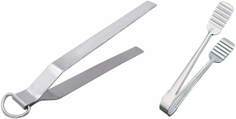 A2SK Iron steel polish Steel Pakkad/Utility Tong & Roti Chimta/Utility Tong for Kitchen Silver 30 cm Roasting, Utility Tong Set(Pack of 2)