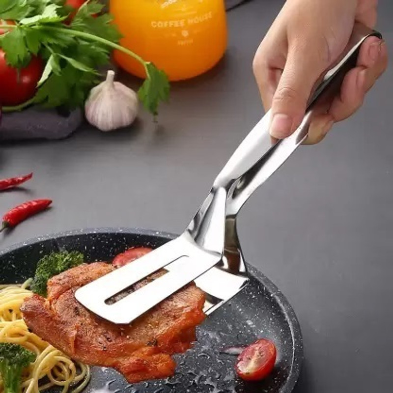 JAYPANO Stainless Steel High Quality Food Flipping Clip Double Sided Spatula Tongs 26 cm Steak Pakkad(Pack of 1)