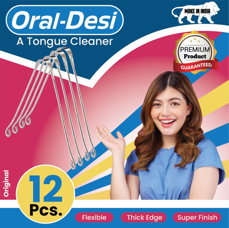 Interactive Media Hub Steel Tongue Cleaner(Pack of 12)