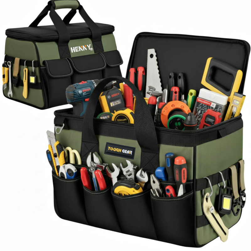 Henny bags 2.0 Heavy Duty Tool bag Organizer 18-Inch 20-Pocket Tool Bag Strong Tool Bags Polyester Tool Bag(Number of Pockets - 19)