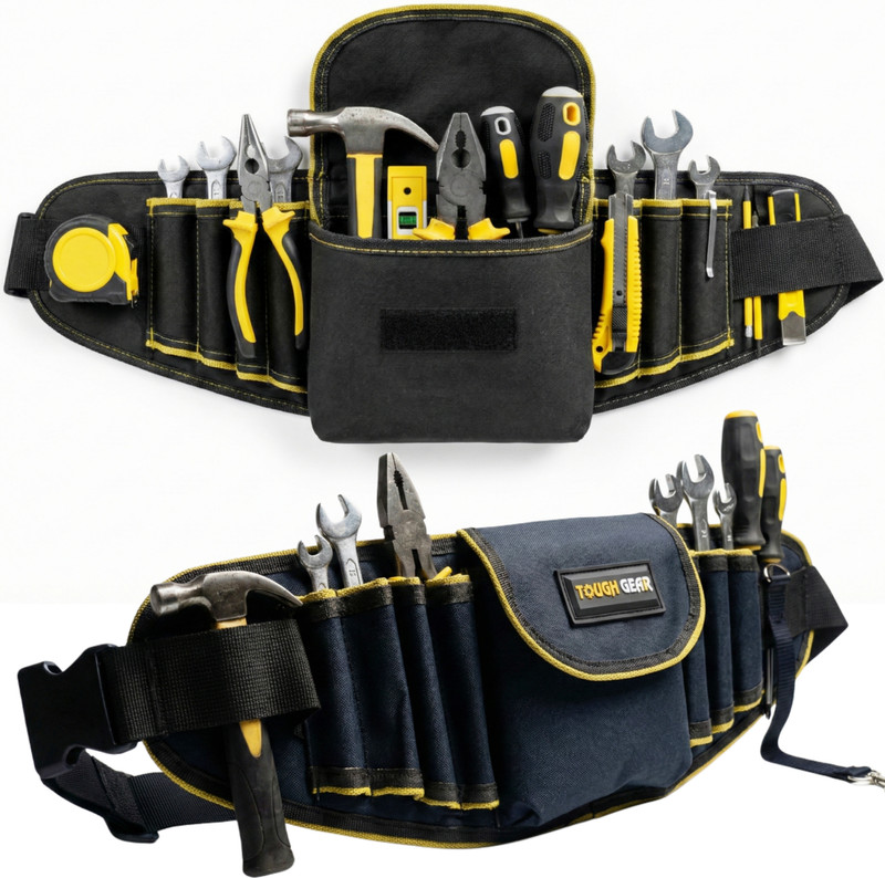 Henny bags Waist_Bag_11 HENNY Durable Tool Belt Multi-Pkt Pouch with Adj Belt For Electric & Tech Work Tool Belt(Black)