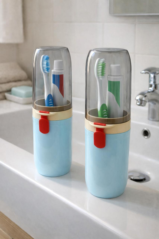 Swanoll Portable Toothbrush Travel Case with Transparent Lid & Lock – Blue, Pack of 2 Toothbrush Case(Pack of 2)