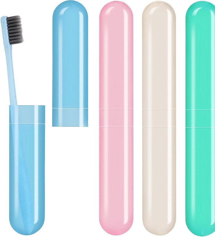Garu Plastic 4 Pc Plastic Toothbrush Cover, Anti Bacterial Toothbrush Container Toothbrush Case(Pack of 4)