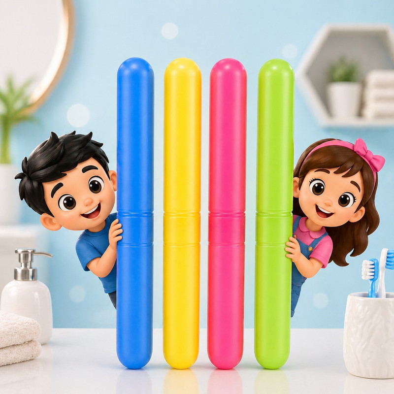 SSK Toothbrush Case Holder Comb 4 Portable Plastic Covers for Bathroom, & Travel Toothbrush Case(Pack of 4)