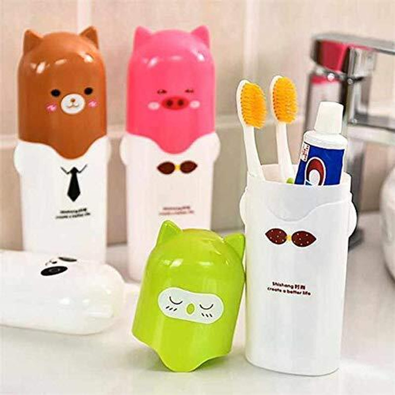 Wild Panda (Pack of 3) Cute cartoon Toothbrush Holder Toothpaste Storage Box For Travel Toothbrush Case