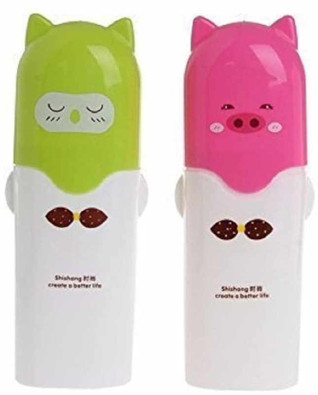Eagean Portable Cute Cartoon Animal Toothbrush Holder Travel Case Clean Box Tube Cover Toothbrush Case(Pack of 2)
