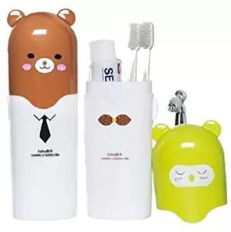 KRIORA Portable Animal Design Multipurpose Holder & Storage Plastic Toothbrush Holder Toothbrush Case(Pack of 2)