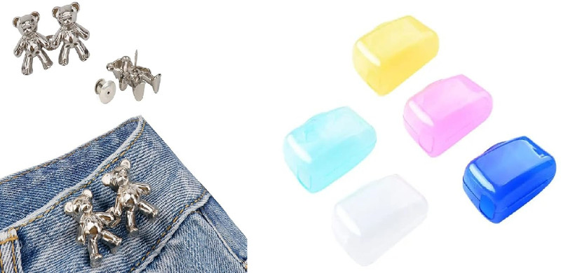 MOREL Toothbrush Protect Cover 5pc and Detachable Jeans Button Bear combo (pack of 2) Toothbrush Case(Pack of 2)
