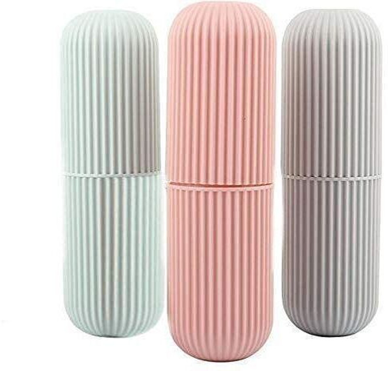 STEFFAN Capsule Shape Travel Toothbrush Holder/Portable Toothbrush Storage Plastic Toothbrush Case(Pack of 2)