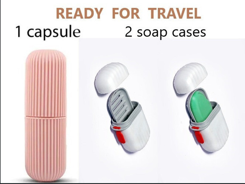 Shivaansh 1 PCS PLASTIC CAPSULE TOOTHBRUSH/TOOTHPASTE CASE & 2 PCS SOAP CASE (COMBO) Toothbrush Case(Pack of 3)