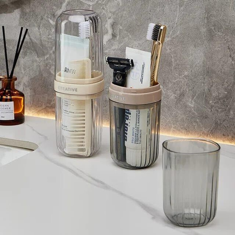 EASKY Portable Transparent Toothbrush Case & Travel Mouthwash Cup Toothbrush Case(Pack of 1)