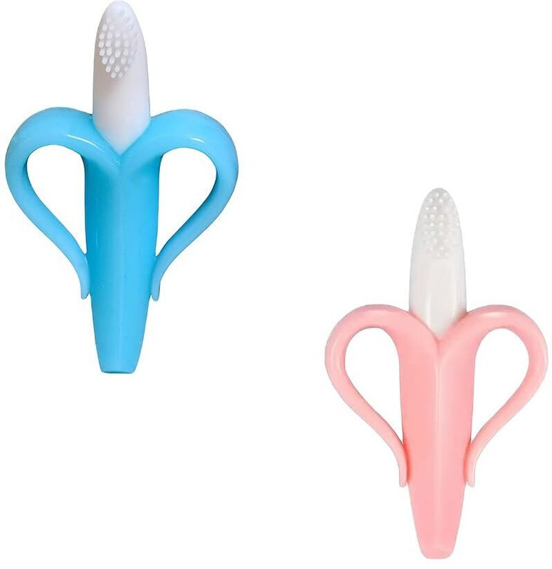 Sparkle Joy Banana Shape Brush | BPA-Free Silicone Baby Brush | Safe & Fun Oral Care Toothbrush Case