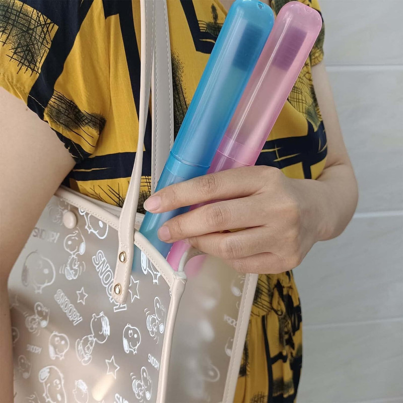 ExpressHub 2 PCS Plastic Anti Bacterial Toothbrush Container / Holder / Case / Travel Cover Toothbrush Case(Pack of 2)