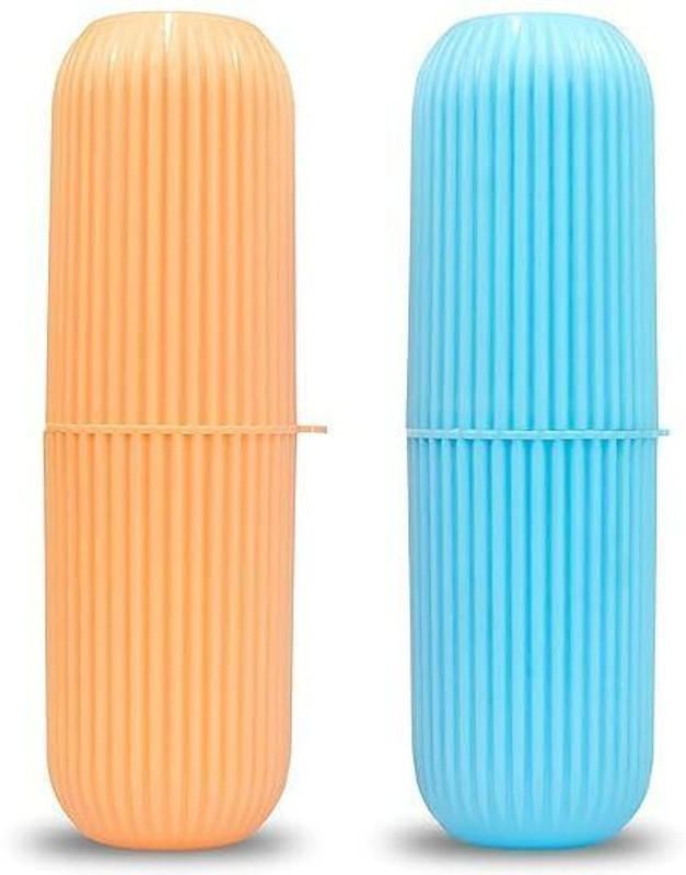 PYORIT (Pack 2) Small Toothbrush Holder Toothbrush Box Capsule Shape Holder for Travel Plastic Toothbrush Holder
